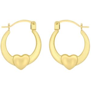 Lucardi Dames Oorbellen ovaal hart - Oorbellen - Cadeau - 9 Karaat - Geelgoud