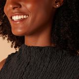 Lucardi Dames Oorknoppen Rond Met Zirkonia - 9 Karaat Goudkleurig