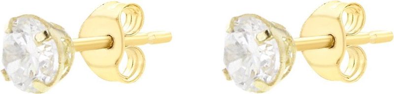 Lucardi Dames Oorknoppen Rond Met Zirkonia - 9 Karaat Goudkleurig