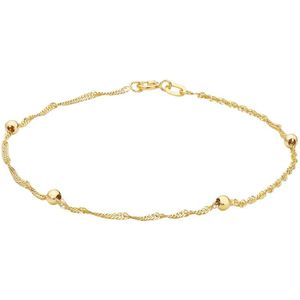 Lucardi Dames Armband twist bal - 9 karaat - Armband - Cadeau voor vrouwen - 18 cm - Geelgoud