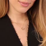 Lucardi Dames Ketting met hanger open hart rose - 9 karaat - Ketting - Cadeau - 46 cm - Geelgoud