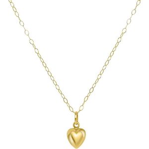 Lucardi Dames Ketting met hanger hart - 9 karaat - Ketting - Cadeau - 46 cm - Geelgoud