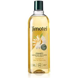Timotei Gouden reflexshampoo voor blond haar met kamillebloesemextract met plantaardige reinigingsmiddelen, 95% ingrediënten van natuurlijke oorsprong zonder siliconen, 400 ml