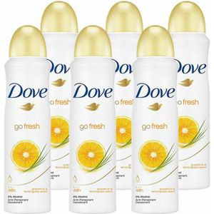 Dove Women Go Fresh Grapefruit & Lemongrass Deodorant Spray - 6x150 ml