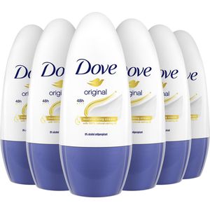 Dove Anti-Transpirant Deodorant Roller - Original - met 1/4 hydraterende crème van 100% natuurlijke oliën - 6 x 50 ml