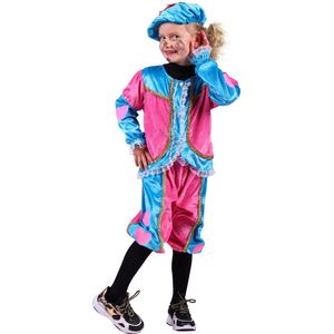 Kinder Pietenkostuum Olivenza roze-turquoise - Maat 98/104 - Piet kostuum kinderen