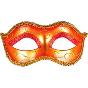 Oogmasker Venice - Volwassenen - One Size - Een Stuk - Rood-Goud