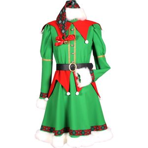 Kerst Elf Twinkle Dames - Kerstelf Dames - Groen/Rood - Maat XL