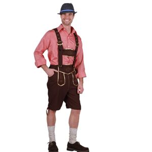 Oktoberfest Lederhosen & Overhemd Klaus Heren Set - Oktoberfest Lederhosen Man - Oktoberfest Overhemd Heren - Rood-Wit - Maat M