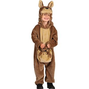 Dieren Kostuum Kangeroe Kinderen - Pluche - Dieren Onesie - Carnaval - Verkleedkleren Kinderen - Bruin - Maat 104