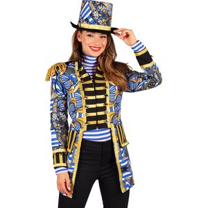 Carnavalsjas Dames - African Look - Carnaval - Blauw-Wit - Luxe - Maat S