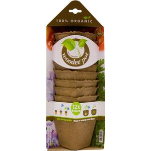 12x stuks Houtvezel kweekpotjes/stekpotjes 8 x 7 cm - Kweekbak accessoires - Turfpotjes moestuin artikelen