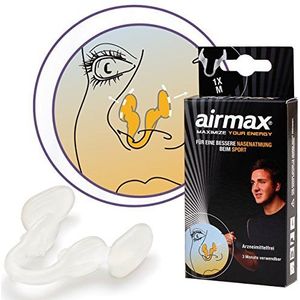 Airmax® Sport-neusdilatator, voor een ontspannen neusademhaling tijdens het sporten, spreidt de neusvleugels, met opbergdoos 1x M transparant