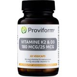 Proviform Vitamine k2 & d3 180 mcg/25 mcg 60 Vegetarische Capsules