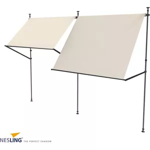 tillvex® Klemluifel, verticale zonwering, 200 x 310 cm, grijs, met handslinger, zonder boren, inkijkbescherming, uittrekbaar en ondoorzichtig, verticale zonwering, terras, tuin, inkijkbescherming