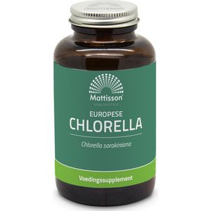 Mattisson Europese chlorella capsules 775mg bio 90 Vegetarische capsules