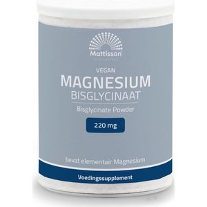 Mattisson Magnesium bisglycinaat poeder 11% elem magnesium 200 gram