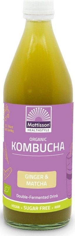 Mattisson Kombucha ginger & matcha double fermented bio 500 Milliliter