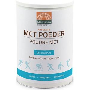 Mattisson - MCT Poeder - Kokosnoot Olie Basis - Lichtzoete Melkachtige Smaak - Medium-Chain Triglyceride Vetzuur - Vegan Voedingssupplement - 350 Gram