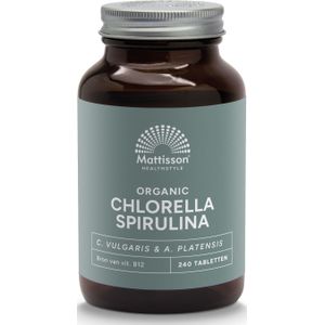 Mattisson - Biologische Spirulina Chlorella Tabletten 500mg - Vegan & Biologisch - 240 Tabletten