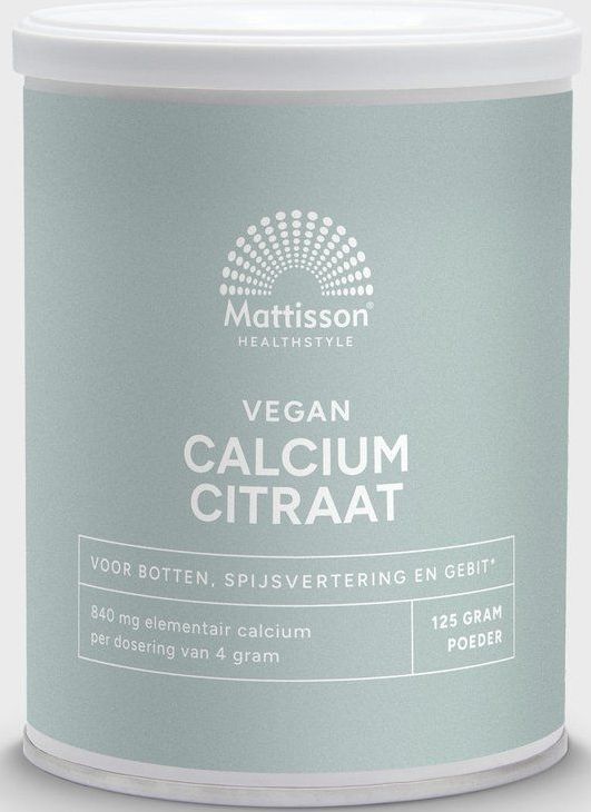 Mattisson - Calcium Citraat Poeder - 840mg Elementair Calcium - 125 Gram