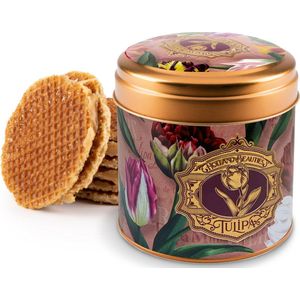 Stroopwafel blik tulpen rosé embossed