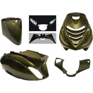 Kappenset Piaggio Zip 2000 Parel Groen met SP voorscherm + Ledverlichting 6 delig