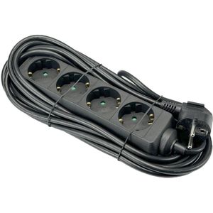 TCD - RA Stekkerdoos - 4-voudig - Zwart - 1,5m Snoer