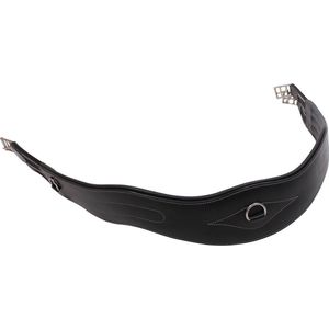 QHP Zadelriem leer anatomisch gevormde luxe siernaden D-ring (115 cm, zwart)
