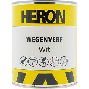 Heron Wegenverf - Extreem hoge slijtvastheid - Grote dekkracht - Gebruiksklaar - Wit - 1 Liter