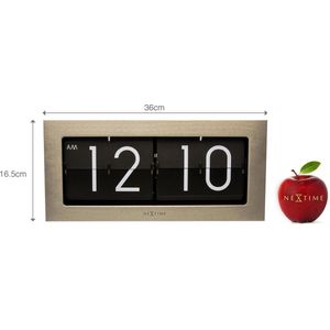 Tafelklok NeXtime 36 x 16.5 cm, metaal, zilver, 'Big Flip' NE-5198ZI