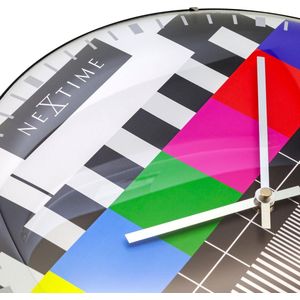 Wandklok NeXtime dia. 35 cm, bol glas, multi-color, 'Testpage Dome' NE-3162