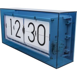 NeXtime - Tafelklok - 36 cm - Acryl- Blauw - 'Big Flip Clear'