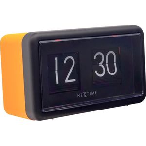 NeXtime - Flip Klok - Tafel of Wandklok -Oranje/Zwart -18x10x7 cm