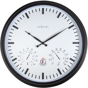 Buitenweerstationklok - 50 - 8 cm - kunststof - zwart Zonnebloem