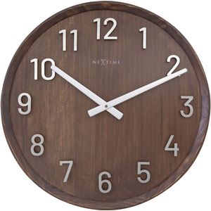 Grote wandklok - 50cm- Stille klok - Walnoot hout - NeXtime Precious