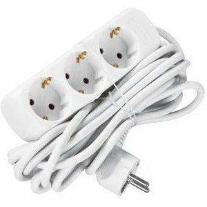 Benson Steckdosenleiste 3-fach + Schutzkontakt + 5,0 Meter - Weiß - 3V + SK + 5,0 Meter | 8717729110034