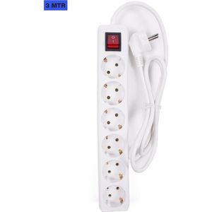 Benson Stekkerdoos 6-voudig - Schakelaar en randaarde - 3 meter kabel - Wit