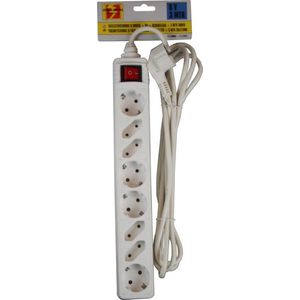 Benson Stekkerdoos - 8 aansluitingen - met schakelaar - 3 meter kabel - wit