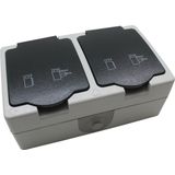 Benson Spatwaterdichte dubbele wandcontactdoos met deksel en randaarde - opbouw - IP44