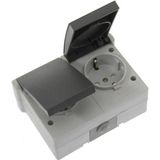 Benson Spatwaterdichte dubbele wandcontactdoos met deksel en randaarde - opbouw - IP44