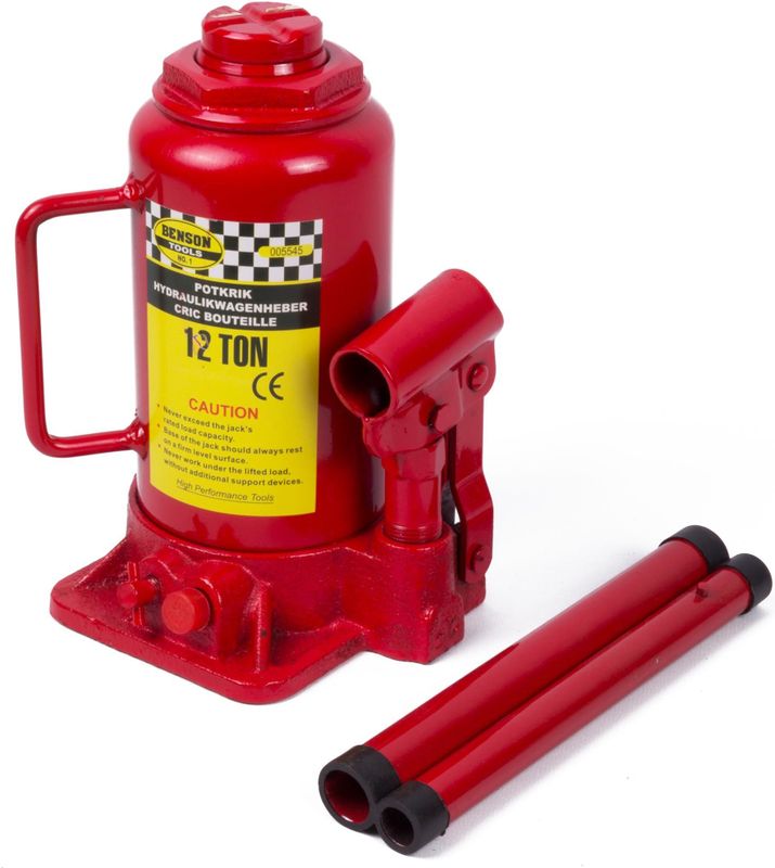Benson Krachtige potkrik - 12 ton capaciteit - lichtgewicht en draagbaar - 19,6 cm tot 39,5 cm hoogte