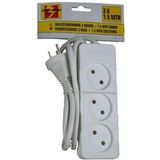 Benson Stekkerdoos - 3-voudig - 3 meter snoer - wit - 2x1 mm kabel