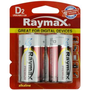 Raymax Krachtige D-batterijen - Ultra Alkaline - 16800mAh - 1.5V - 2 stuks