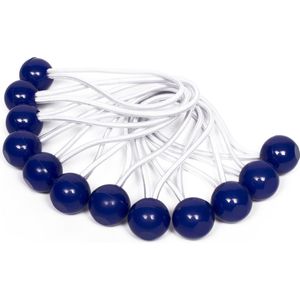 Elastiek met bal blauw - 12 delig - Spanelastiek - 15cm - Benson