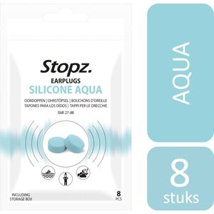 Stopz. Oordoppen - Silicone Aqua - Herbruikbaar - Waterdicht - 8 Stuks