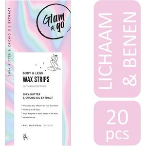 Glam & Go Wax Strips - Body & Legs - 20 stuks - voor lichaam en benen | harsstrips - ontharen - ontharingsstrips - waxstrips - non woven - harsen - nonwoven - ontharingscreme - ontharingswax - ontharingsapparaat