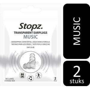 Stopz. Music oordoppen - Festival oordoppen - Muziek oordopjes - Veilig genieten van muziek - Transparant – Herbruikbaar