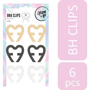 Glam & Go - BH Clips - 6 Stuks - Transparant Zwart Sandy - BH Accessoires