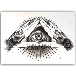 GlittersXL - Temporary Tattoo Illuminati (A5 formaat) [Neptattoo - Tijdelijke tatoeage - Nep Fake Tattoos - Water overdraagbare festival sticker henna outfit tattoo - Glitter tattoo - Volwassenen Kinderen Jongen Meisje]